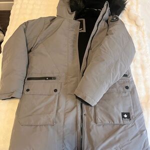 Gray Winter Parka with Hood